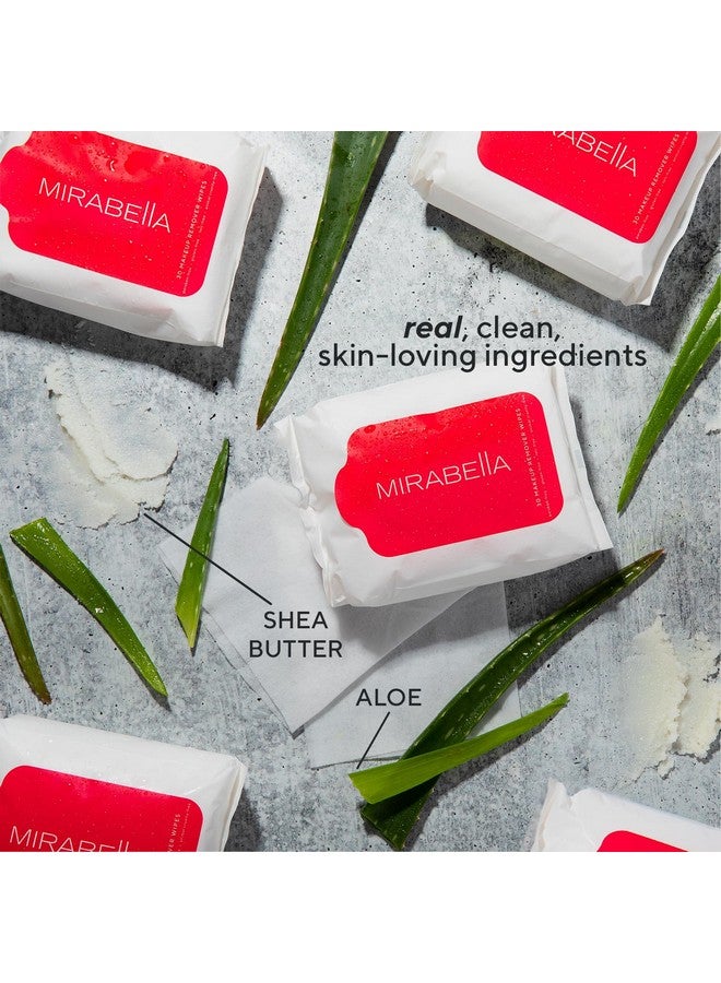 Mirabella Makeup Remover Wipes Alcoholfree Travel Face Wipes For Women Facial Cleansing Wipes For Make Up & Dirt With Aloe Vera & Micellar Water For Clean Refreshed Skin Fragrancefree - Image 4