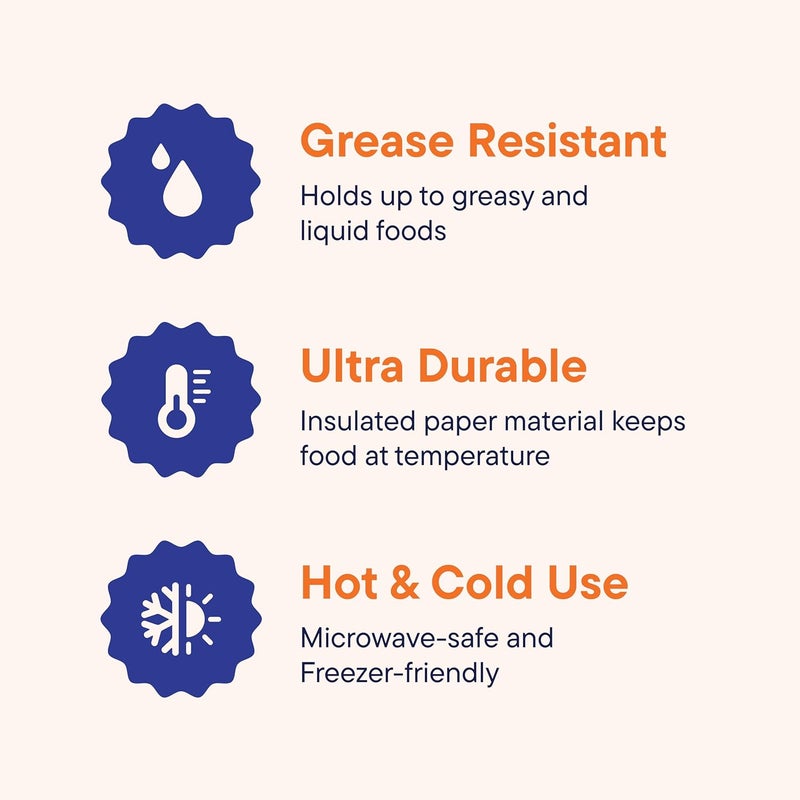 Stack Man Paper Food Container with Lid, Insulated Food Cups with Vented Lids - Hot or Cold To Go Soup Cup, for Soups, Ice Cream and Yogurt - Eco-Friendly - White - Image 2