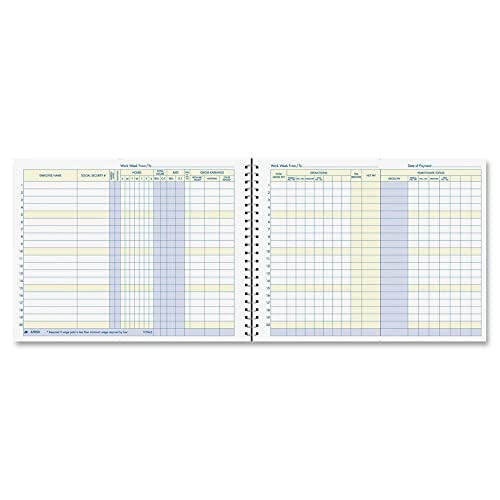 Adams Weekly Payroll Record, 20 Employee Capacity, Spiral Binding, 11 x 8.5 Inches, White, (AFR50) - Image 3