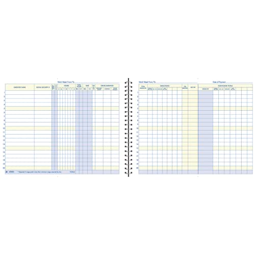 Adams Weekly Payroll Record, 20 Employee Capacity, Spiral Binding, 11 x 8.5 Inches, White, (AFR50) - Image 5