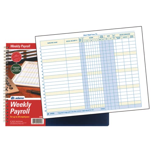 Adams Weekly Payroll Record, 20 Employee Capacity, Spiral Binding, 11 x 8.5 Inches, White, (AFR50) - Image 2