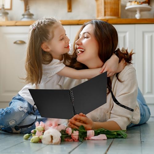 Vienrose 8x8 Inch Scrapbook Album, Small Photo Album DIY Scrapbook Black Thick Kraft Paper Memory Book, Scrap Book Photo Albums for Couple Baby Wedding Family - Image 5