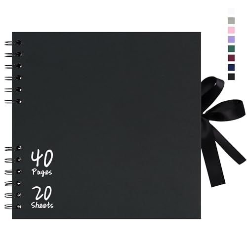 Vienrose 8x8 Inch Scrapbook Album, Small Photo Album DIY Scrapbook Black Thick Kraft Paper Memory Book, Scrap Book Photo Albums for Couple Baby Wedding Family - Image 1