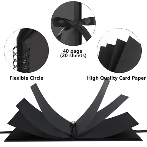 Vienrose 8x8 Inch Scrapbook Album, Small Photo Album DIY Scrapbook Black Thick Kraft Paper Memory Book, Scrap Book Photo Albums for Couple Baby Wedding Family - Image 4