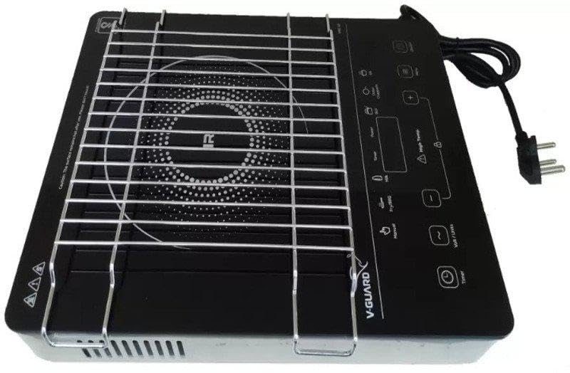 V-Guard VIRC 04 Infrared Induction Cooktop with Touch Panel, Digital Display, 2200 Watts, Black/Silver, Compatible for All Cooking Vessels - Image 1