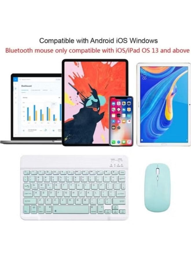 Ultra-Slim Bluetooth Keyboard and Mouse Combo Rechargeable Portable Wireless Keyboard Mouse Set for Apple iPad iPhone iOS 13 and Above Samsung Tablet Phone Smartphone Android Windows