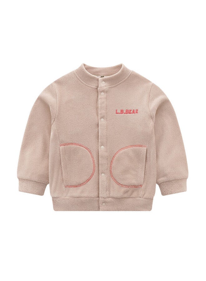 Labi Children'S Clothing, Kids' Jacket Autumn Style, Boys And Girls Baby Fleece Casual Jacket, Cardigan Top, Khaki 090
