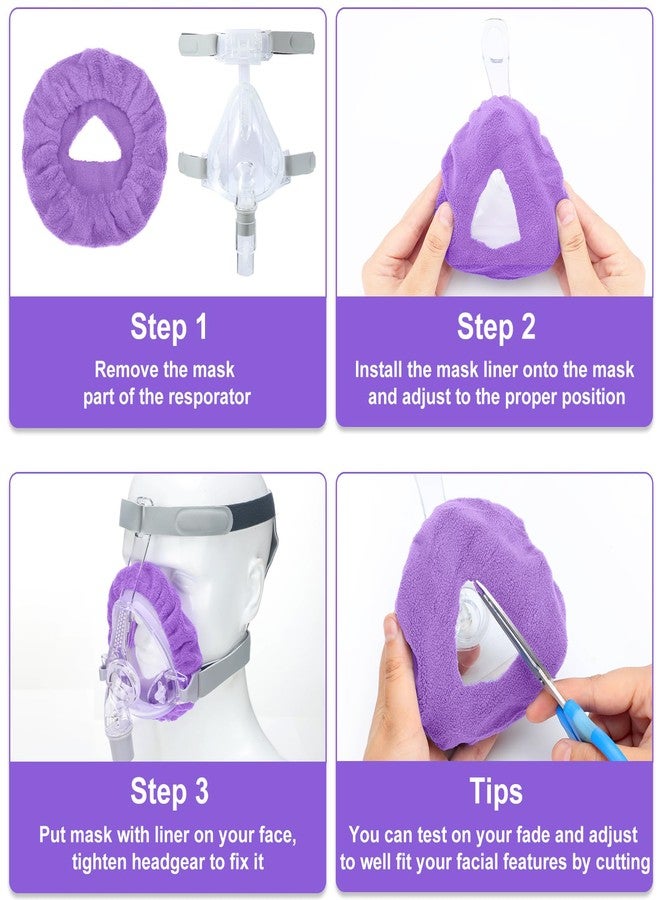 Sosation 24 Pack Mask Liners Full Face Reusable Soft Mask Covers Reduce Air Leaks and Blisters Washable Cushion Covers(Purple) - Image 3