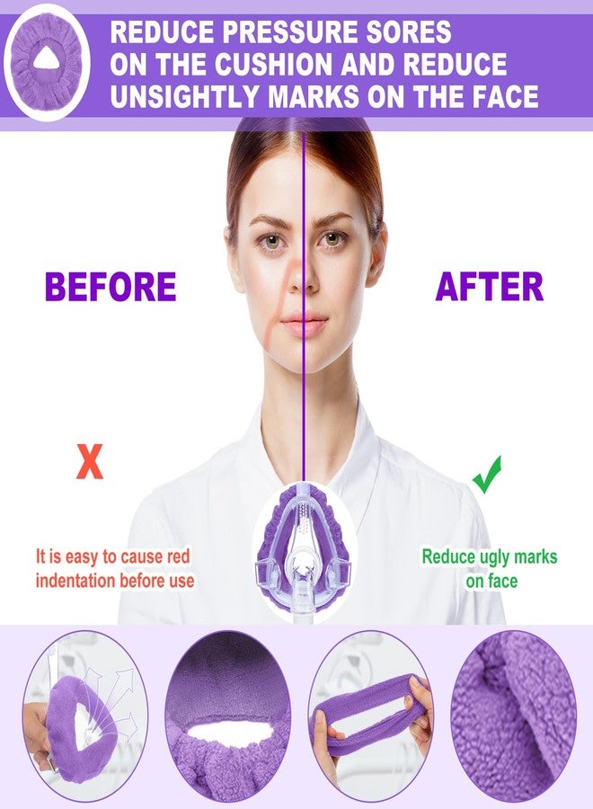 Sosation 24 Pack Mask Liners Full Face Reusable Soft Mask Covers Reduce Air Leaks and Blisters Washable Cushion Covers(Purple) - Image 4