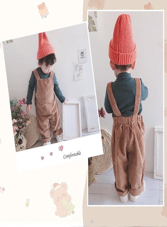 Mornyray Infant Toddler Boy Girl Soft Corduroy Suspender Pants Kids Overalls Loose Retro Size 6-12 Months Khaki - Image 5