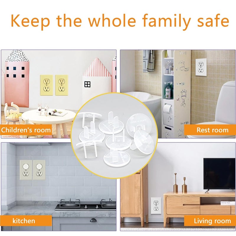 Haodlay Store 50 حزمة أغطية مآخذ كهربائية لحماية الأطفال أغطية مآخذ كهربائية شفافة أغطية توصيل كهربائية آمنة ومأمونة واقيات مآخذ كهربائية متينة لحماية الأطفال للمنزل والمكتب - Image 3