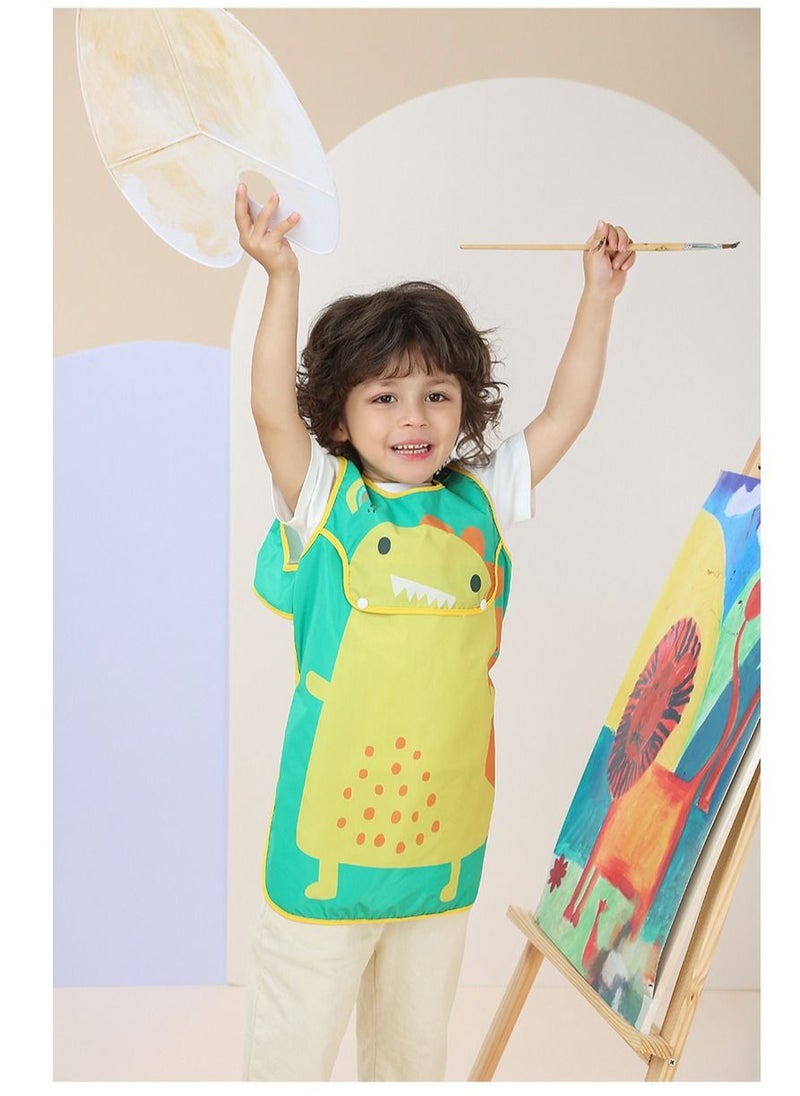 Y&D - Bib with Sleeves for Kids 2 Pcs Short Sleeved Detachable Silicone Bib Coverall Toddler Feeding Waterproof Dirt Proof Sleeveless Smock Apron Suitable Height 100-110CM - Image 1