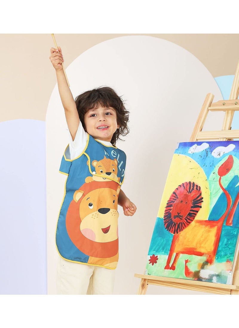 Y&D - Bib with Sleeves for Kids 2 Pcs Short Sleeved Detachable Silicone Bib Coverall Toddler Feeding Waterproof Dirt Proof Sleeveless Smock Apron Suitable Height 100-110CM - Image 1
