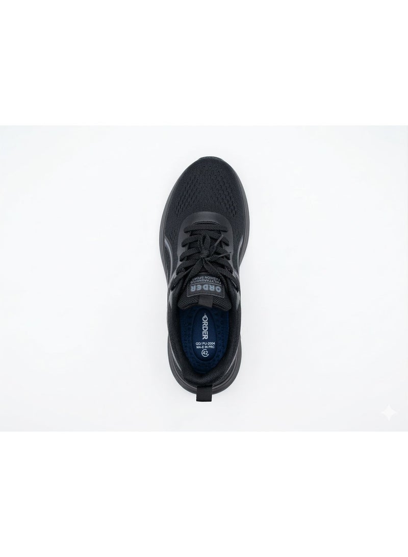 ORDER Midnight 1 Men's Lightweight Running Shoes –(0D-PU-2004) Black and Grey - Image 5