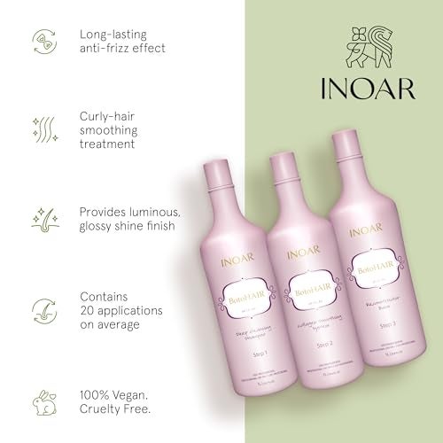 Inoar BotoHair Collagen Smoothing System with Keratin, Deep Cleansing Shampoo, Collagen Smoothing System & Reconstructor Balm, 33.8 fl oz Each - Image 3