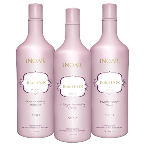 Inoar BotoHair Collagen Smoothing System with Keratin, Deep Cleansing Shampoo, Collagen Smoothing System & Reconstructor Balm, 33.8 fl oz Each - Image 1