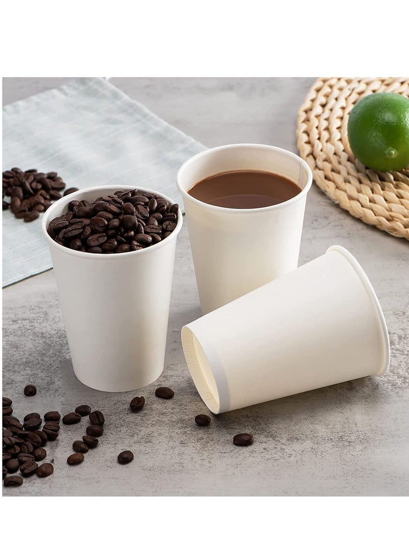 vsell24 12oz Disposable Drinking Paper Cup Hot/Cold Coffee Water Juice Cups For Home And Offices White - Image 3