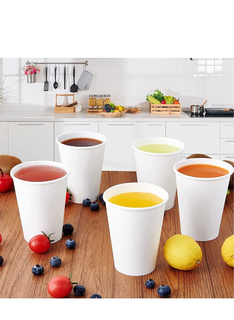 vsell24 12oz Disposable Drinking Paper Cup Hot/Cold Coffee Water Juice Cups For Home And Offices White - Image 5