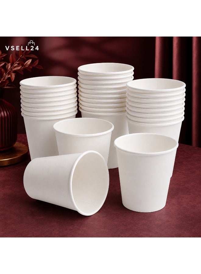vsell24 12oz Disposable Drinking Paper Cup Hot/Cold Coffee Water Juice Cups For Home And Offices White - Image 1