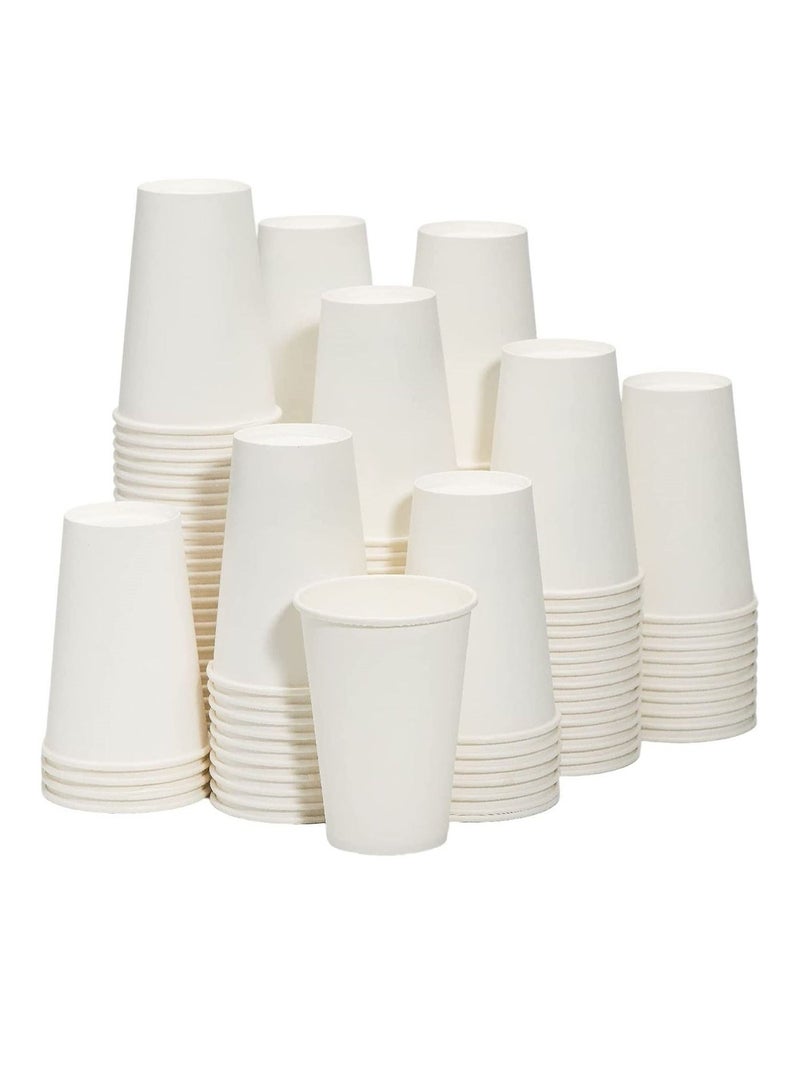 vsell24 12oz Disposable Drinking Paper Cup Hot/Cold Coffee Water Juice Cups For Home And Offices White - Image 2