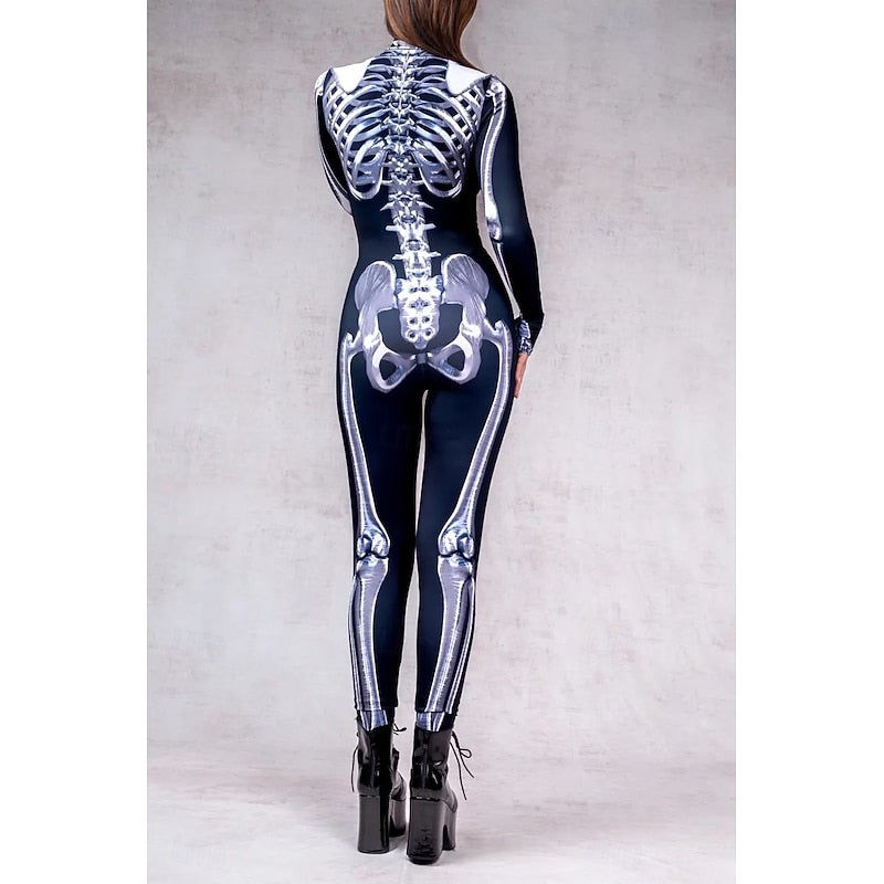 Y&D Skull Skeleton Bodysuit Halloween Group Couples Costumes Full Body Catsuit Scary Costume Men's Women's Boys' Kid's Adults' Performance Party Club Halloween Carnival Day of the Dead Easy - Image 5