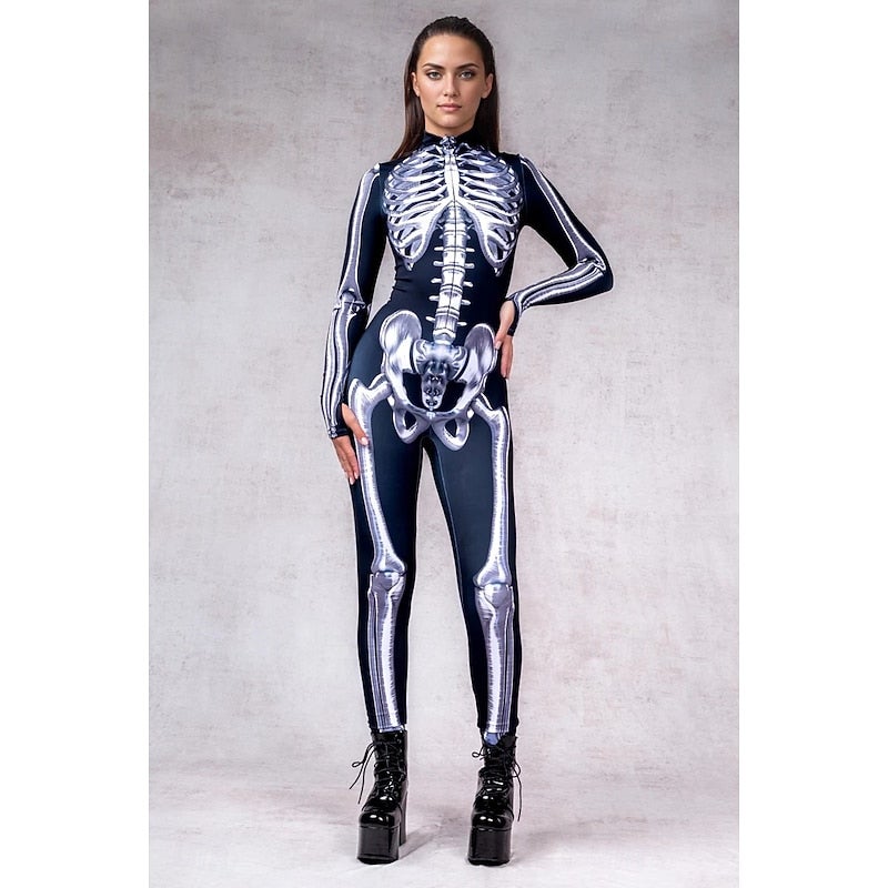 Y&D Skull Skeleton Bodysuit Halloween Group Couples Costumes Full Body Catsuit Scary Costume Men's Women's Boys' Kid's Adults' Performance Party Club Halloween Carnival Day of the Dead Easy - Image 3