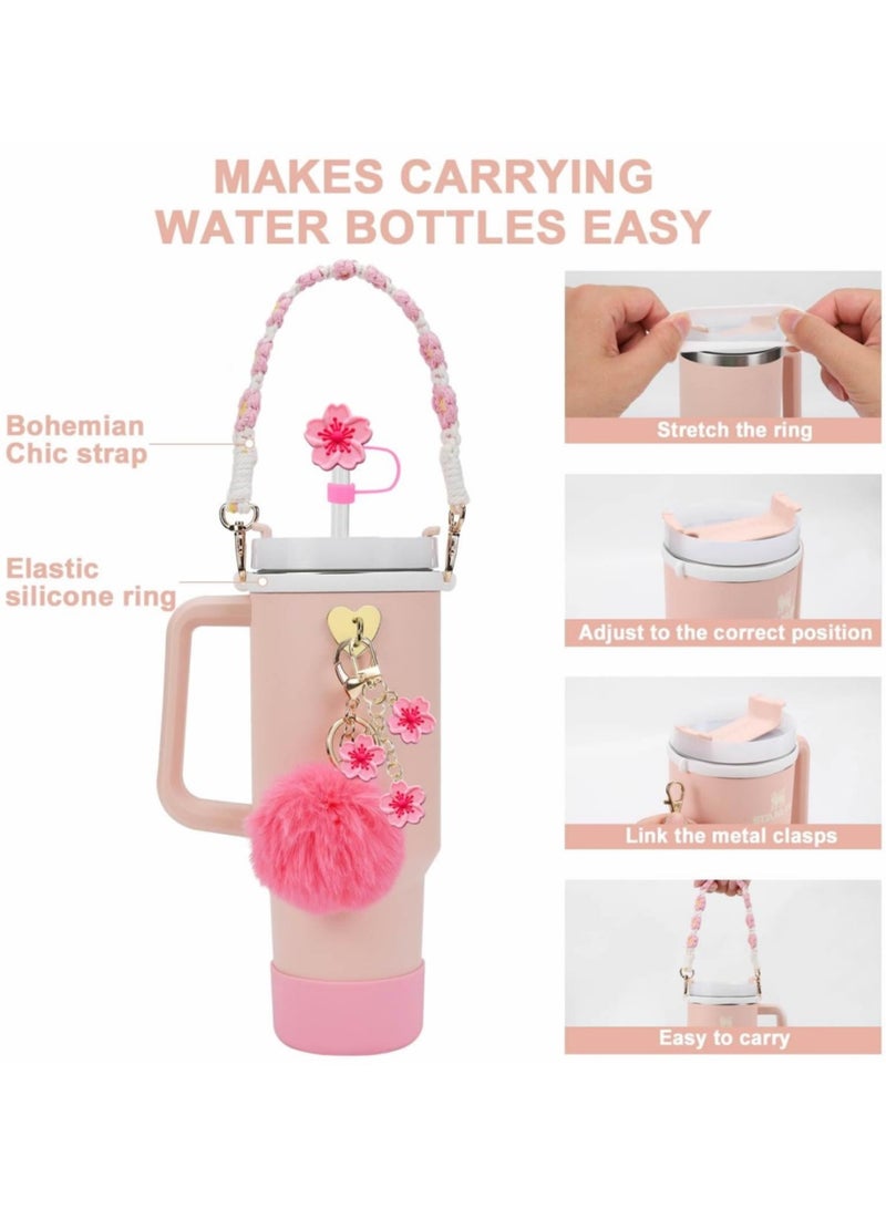 Best Choice Products Stanley Cup Accessories Set,Water Bottle Handle Strap, Silicone Stanley Cup Boot, Stanley Charms for Stanley Cup 40oz Tumbler  - Image 2