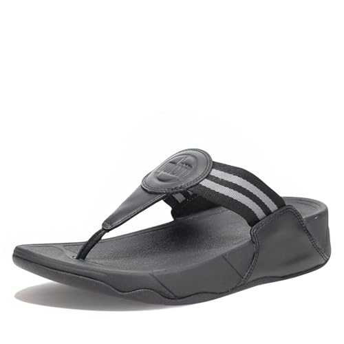 FitFlop Womens Walkstar Toe-Post Sandals, Super Lightweight Wide Fit Sandals for Women with Cushioned Arch Support, Fit Flop Thong Sandals with Shock Absorption for Walking, All Black, 8 US - Image 3