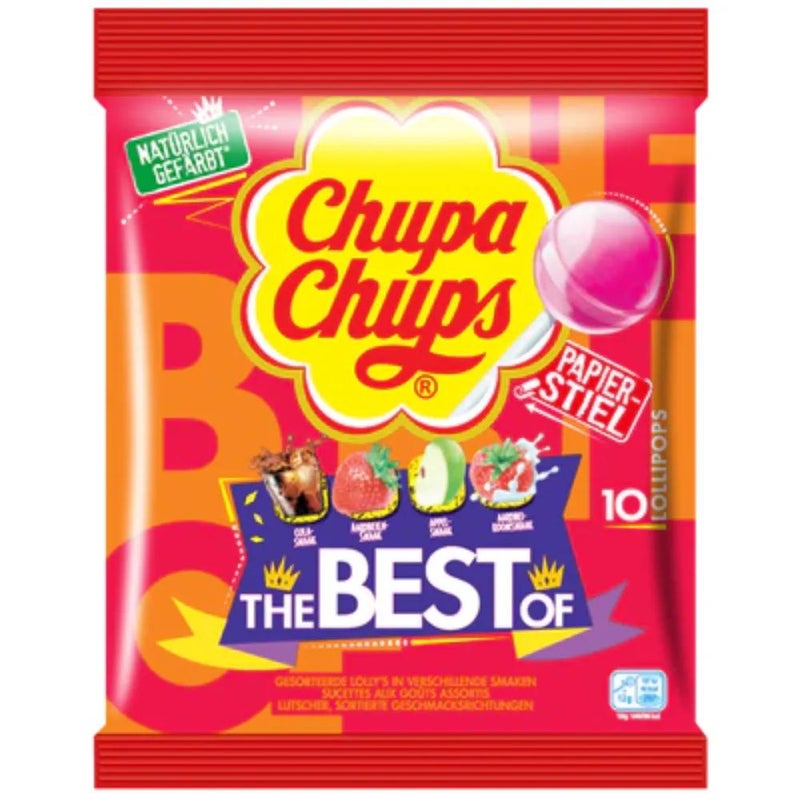 Chupa Chups The Best Of Lollipop In Mixed Fruit Flavor With Paper Stick 10pcs- 120gms