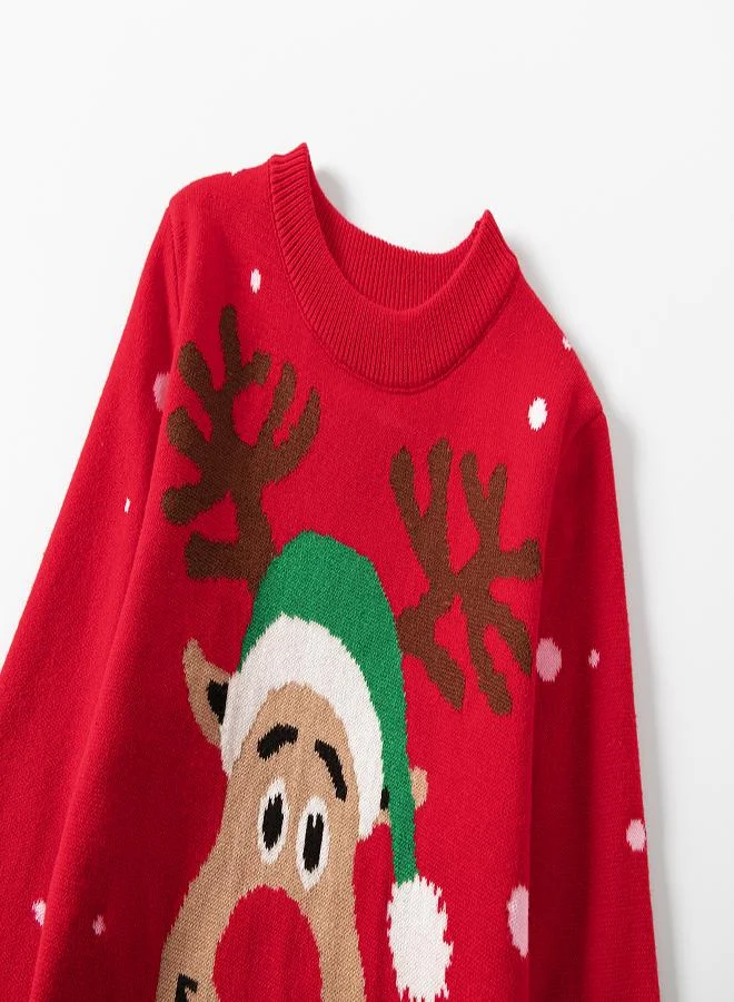 babyqlo Festive Reindeer Christmas Sweater - Red