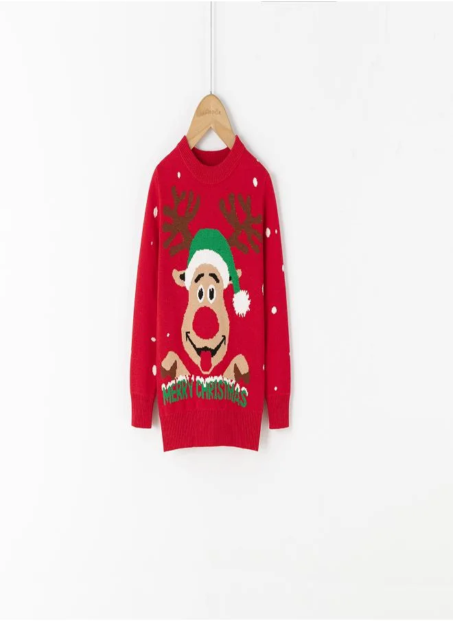 babyqlo Festive Reindeer Christmas Sweater - Red