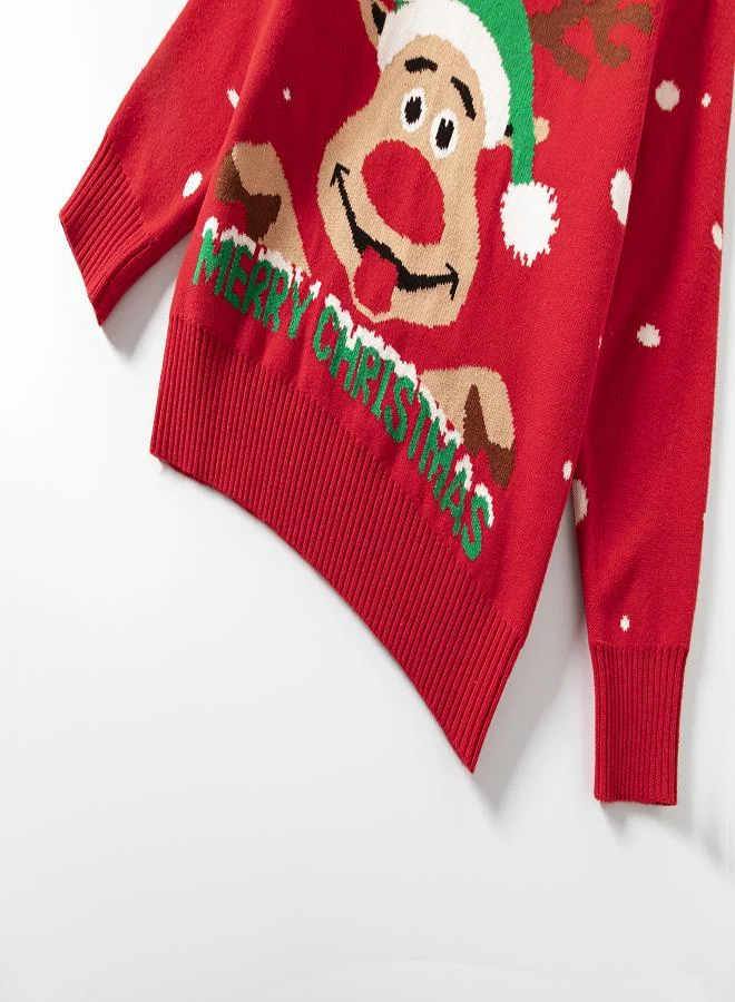 بيبي كلو Festive Reindeer Christmas Sweater - Red