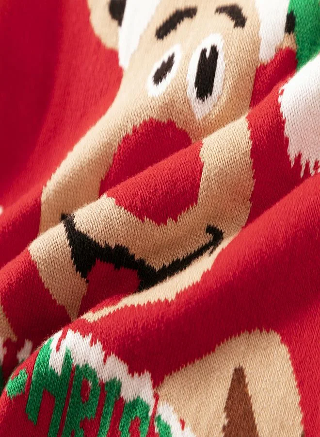 بيبي كلو Festive Reindeer Christmas Sweater - Red