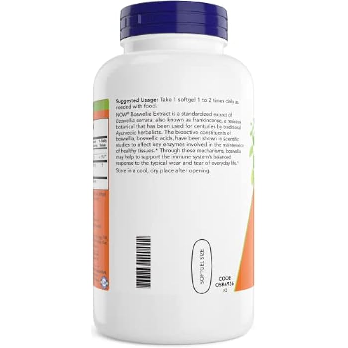 Now Boswellia Serrata Extract 500 mg, 200 Softgels - Gum Resin in MCT Oil Base - Herbal Supplement - Image 3