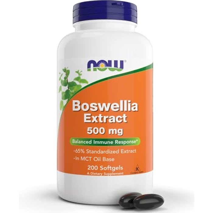 Now Boswellia Serrata Extract 500 mg, 200 Softgels - Gum Resin in MCT Oil Base - Herbal Supplement - Image 1