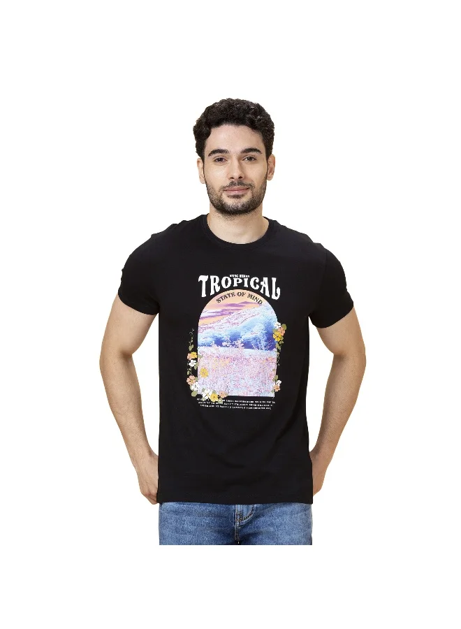 Being Human Mens Black Round Neck Short Sleeve T-Shirt