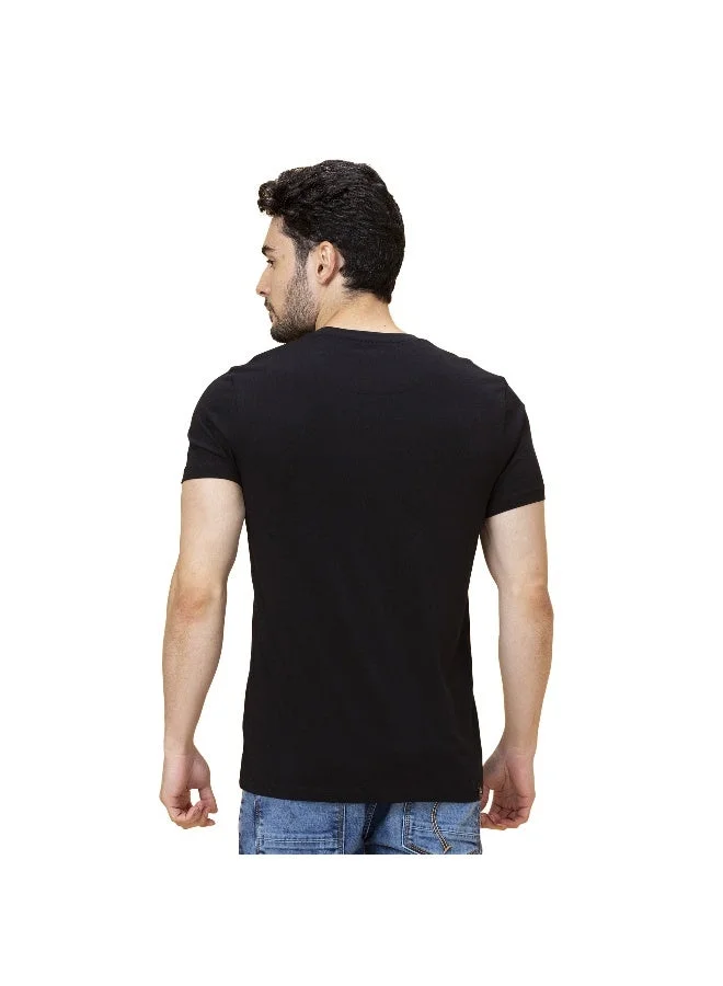 بيينغ هيومان Mens Black Round Neck Short Sleeve T-Shirt