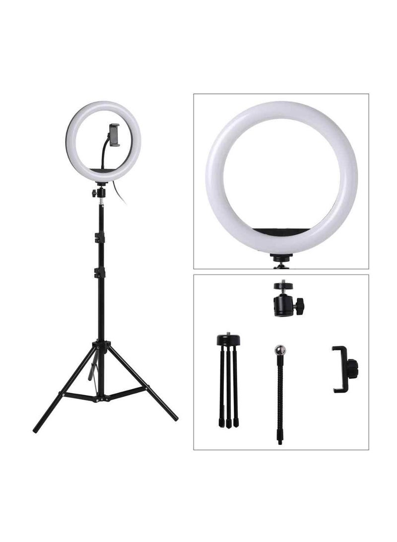 DUSALA LED Photography Ring Light With 14 inch Tripod Stand Black/White - Image 1