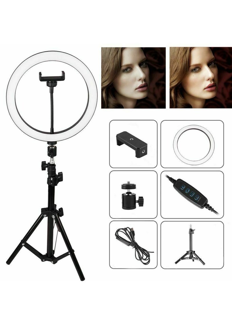 DUSALA LED Photography Ring Light With 14 inch Tripod Stand Black/White - Image 3