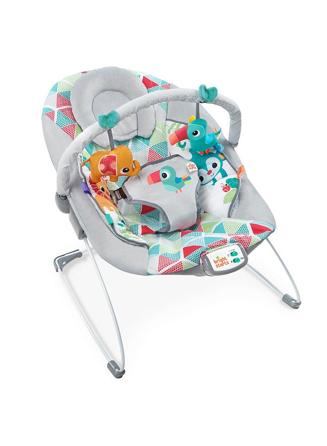 Bright Starts Toucan Tango Bouncer – Soothing Vibrations, Plush Seat with 7 Melodies & Removable Toy Bar, for Newborns - Image 1