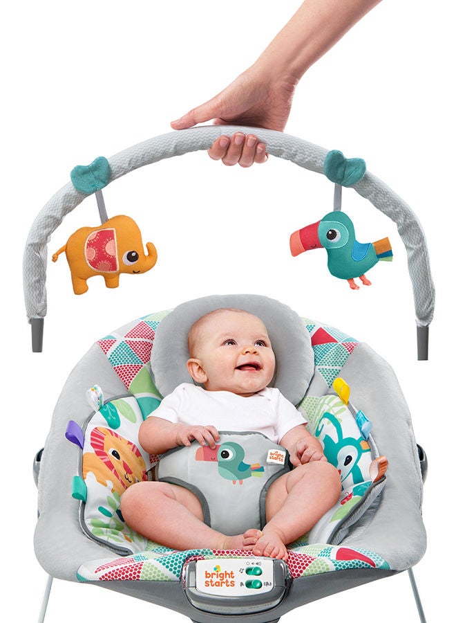 Bright Starts Toucan Tango Bouncer – Soothing Vibrations, Plush Seat with 7 Melodies & Removable Toy Bar, for Newborns - Image 3
