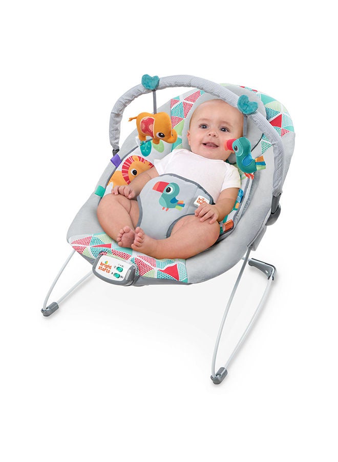 Bright Starts Toucan Tango Bouncer – Soothing Vibrations, Plush Seat with 7 Melodies & Removable Toy Bar, for Newborns - Image 2