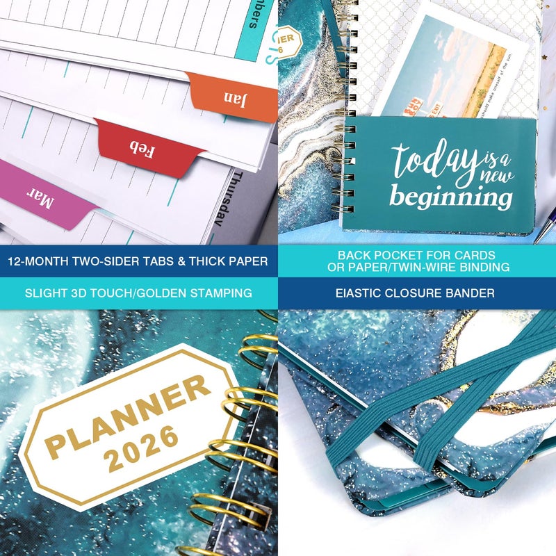 Coboll 2026 Planner - 2026 Planner Weekly and Monthly from Jan. 2026 to Dec. 2026, Calendar Planner 2026 with Inner Pocket, Colorful Tabs, 6.4'' x 8.5'' - Image 2