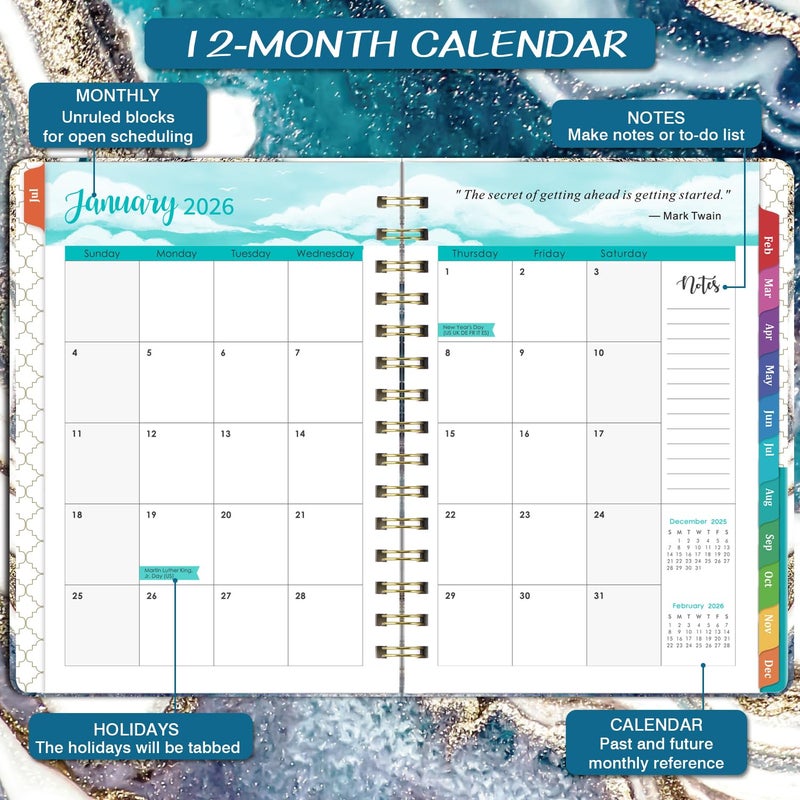 Coboll 2026 Planner - 2026 Planner Weekly and Monthly from Jan. 2026 to Dec. 2026, Calendar Planner 2026 with Inner Pocket, Colorful Tabs, 6.4'' x 8.5'' - Image 3