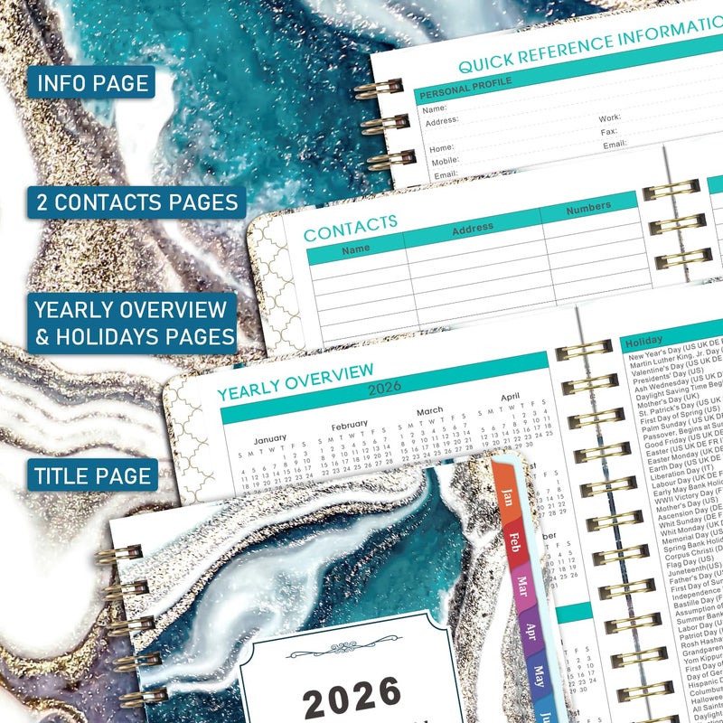 Coboll 2026 Planner - 2026 Planner Weekly and Monthly from Jan. 2026 to Dec. 2026, Calendar Planner 2026 with Inner Pocket, Colorful Tabs, 6.4'' x 8.5'' - Image 5