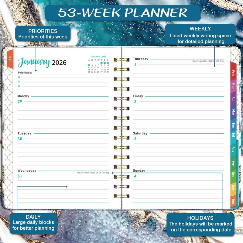 Coboll 2026 Planner - 2026 Planner Weekly and Monthly from Jan. 2026 to Dec. 2026, Calendar Planner 2026 with Inner Pocket, Colorful Tabs, 6.4'' x 8.5'' - Image 4