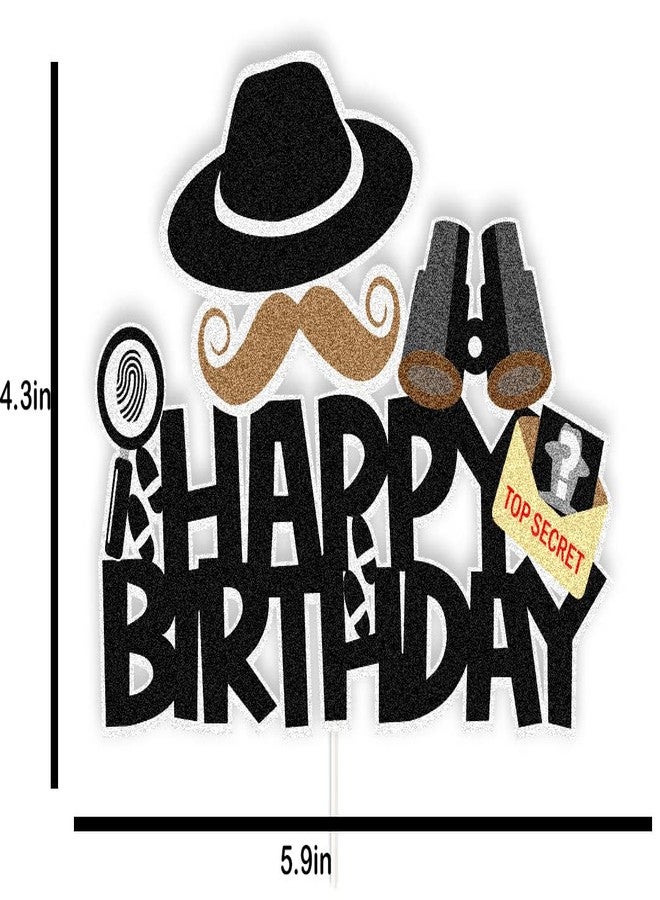 ChoJoy Secret Agent Spy Cake Toppers Detective Birthday Decoration with Secret Agent Fingerprint Footprint Telescope for Secret Agent Spy Detective Themed Birthday Party - Image 2