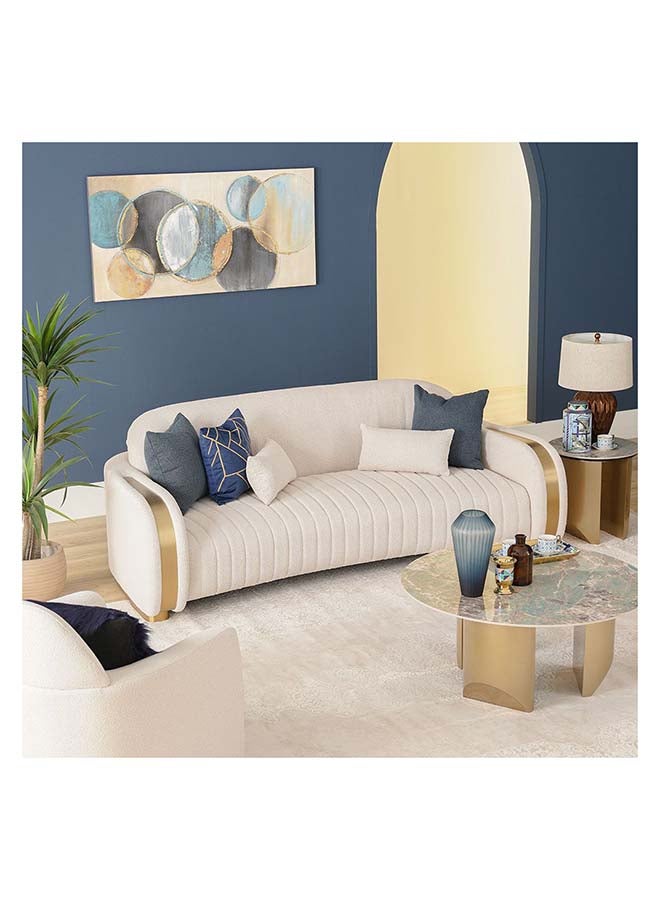 Danube Home Natsuda 3 Seater Fabric Sofa Modern Design Three Seat Sofas Comfortable Living Room Furniture L 229 x W 119 x H 85 cm Beige / Gold - Image 3