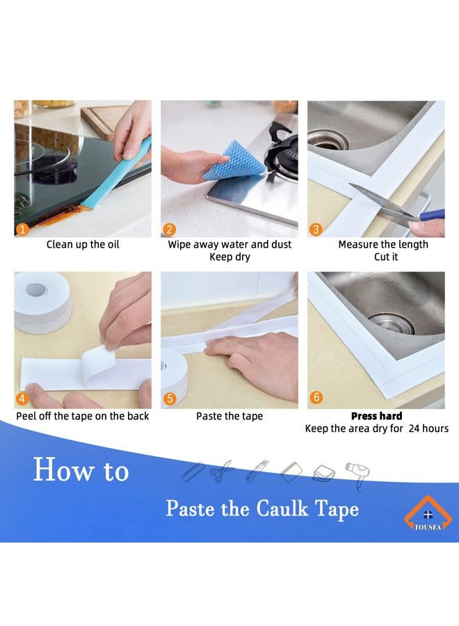 TOUSEA White Caulk Tape for Bathtub, Self-Adhesive, 1.5" x 19.7Ft Sealant Strip for Kitchen Countertop, Bathroom, Toilet, Bathtub Floor Wall Edge Protector - Image 4