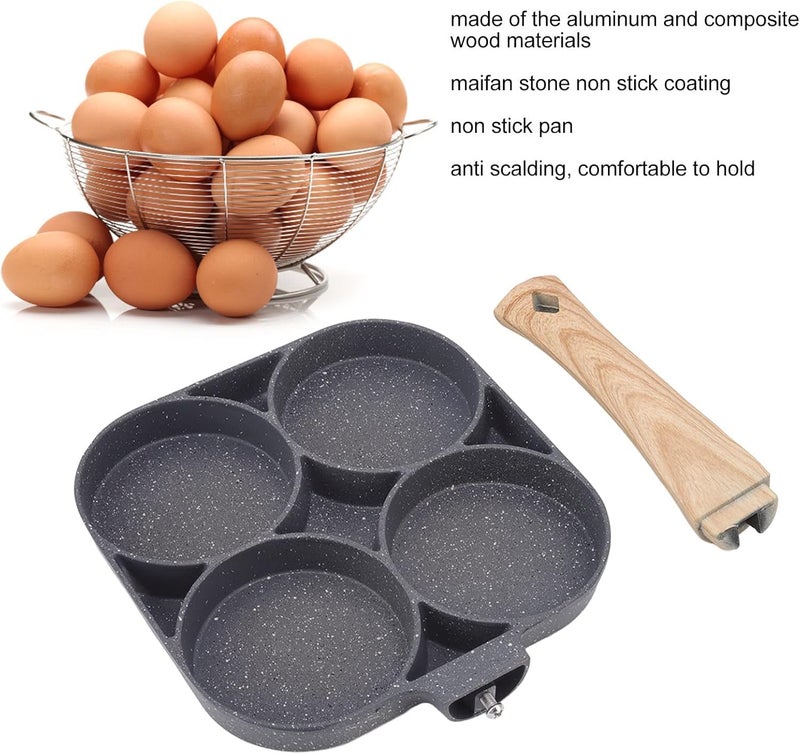 Granite Nonstick 4 Eye Pancake Pan Egg Omelette Pan Easy Cooker Heat Distribution Even Heat Distribution Easy to Clean | By Generic